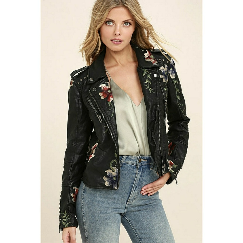 Blank NYC As You Wish Embroidered moto jacket M
